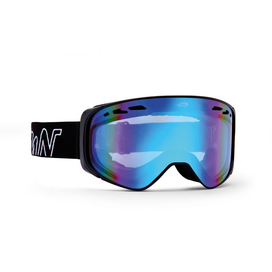 blue ski goggles