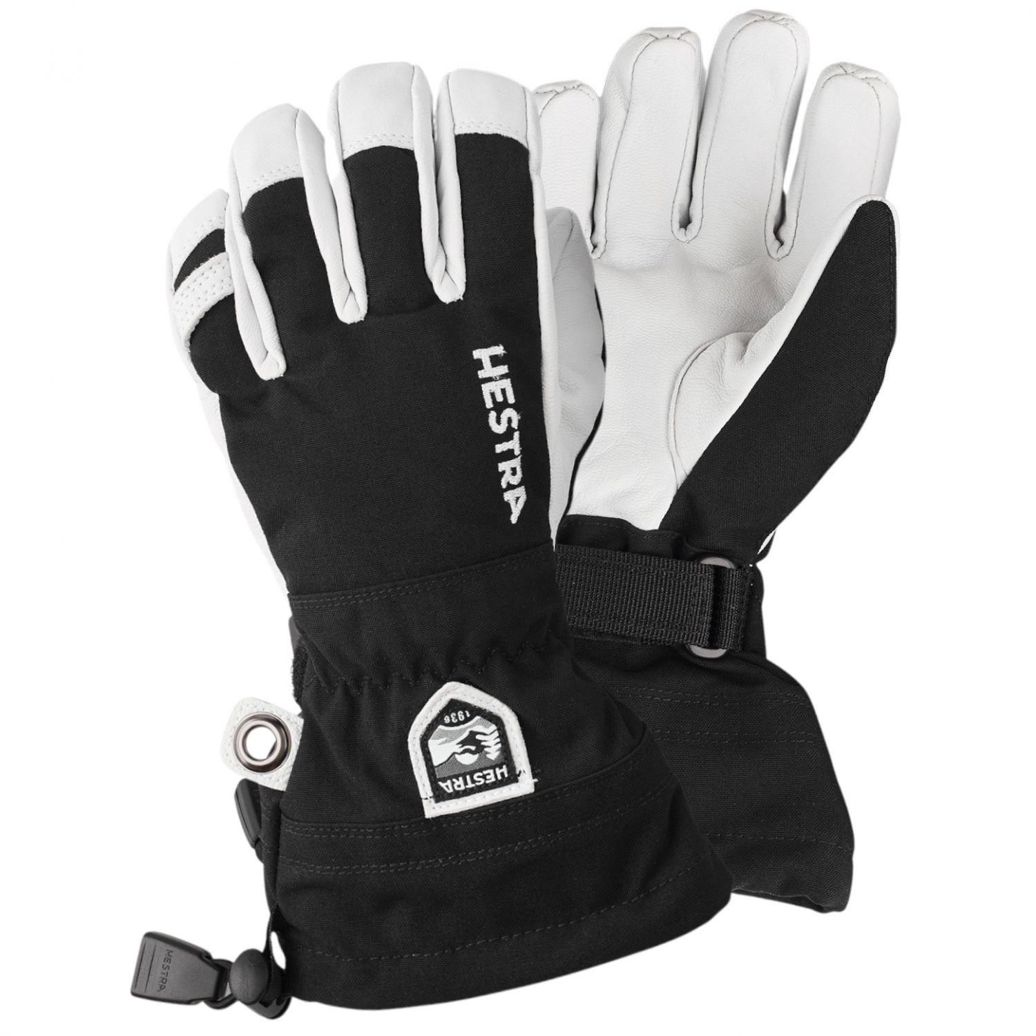 Hestra Army Leather Heli ski gloves, jr, black